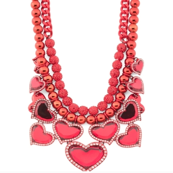 ❤️🔹️Betsey Johnson 🔹️Love Spell Multi Red Heart  Bracelet And Necklace Set - Picture 4 of 7